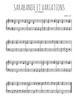 Téléchargez l'arrangement pour piano de la partition de Sarabande en PDF